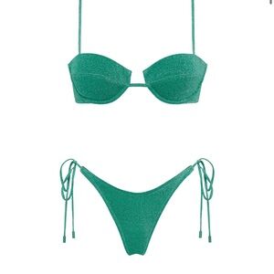 Triangle Swim green sparkly bikini